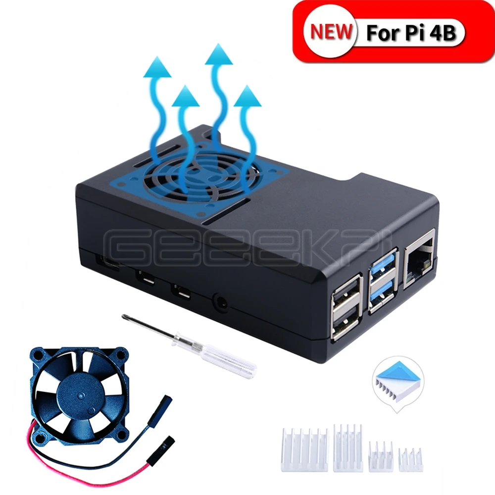 Черный/прозрачный чехол GeeekPi из АБС пластика Корпус Корпуса для Raspberry Pi 4 с