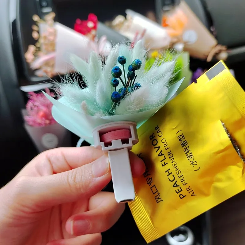 

Creativity Dried Flowers Bouquet Car Perfume Air Vent Clip Mini Bouquet Eternal Flower Car Accessories Interior Woman Ornament