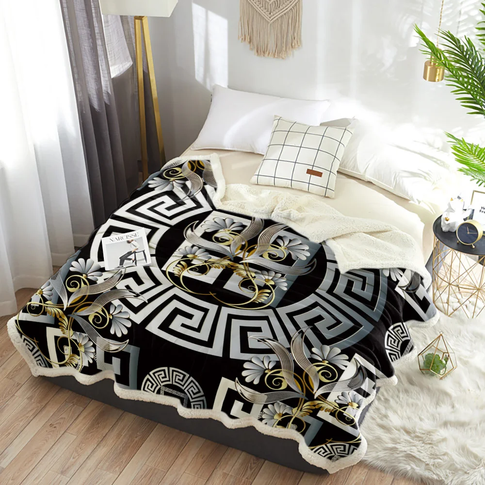 Мандала Серебряный цветок круг водоворот теплое мягкое одеяло офис диван