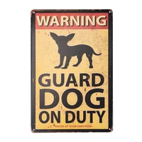outdoor garden decor retro guard dog on duty metal sign