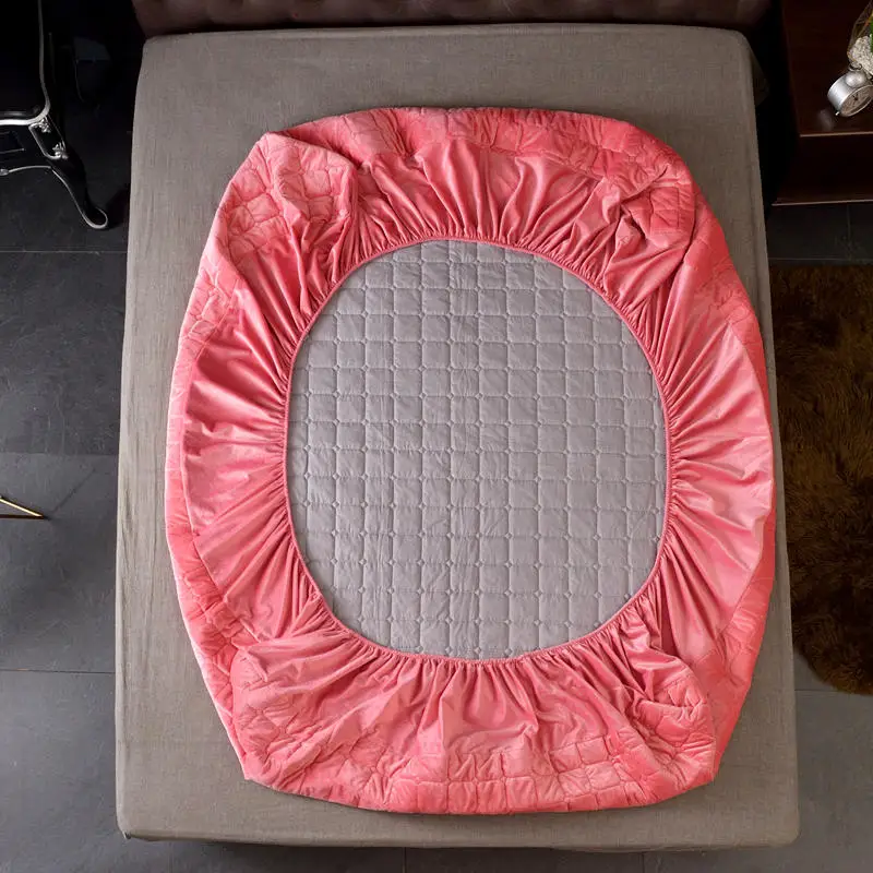 Фланелевый чехол на матрас натяжная простыня для кровати однотонная стеганая