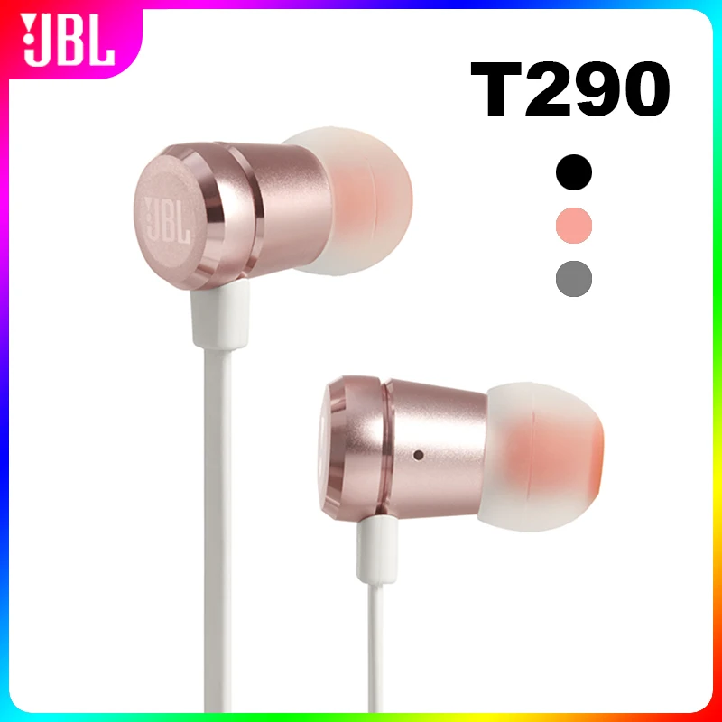 

JBL T290 In-Ear 3.5mm Wired Stereo Earphones Aluminum Sport Gaming Headset Pure Bass High Performance Earbuds Handsfree With Mic