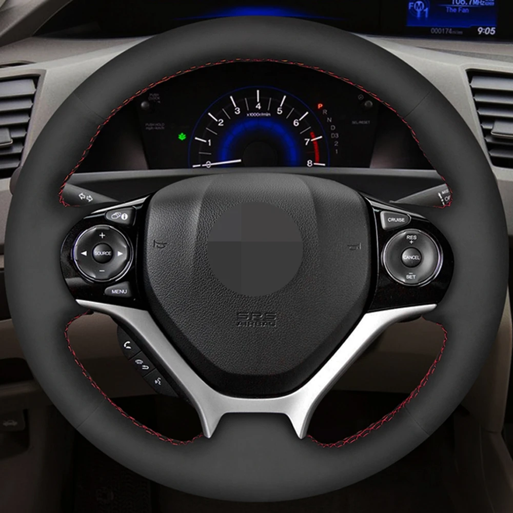 Сшитая вручную черная замша из натуральной кожи для Honda Civic 9 2012 2013 2014 - купить по