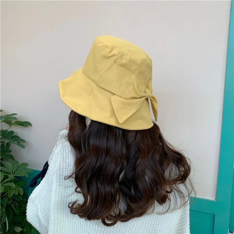 Sun Visor Straw Hat Female Bell Basin Ladies Sweet Fisherman Bow Spring And Summer New Style Beach Ins Bucke | Аксессуары для