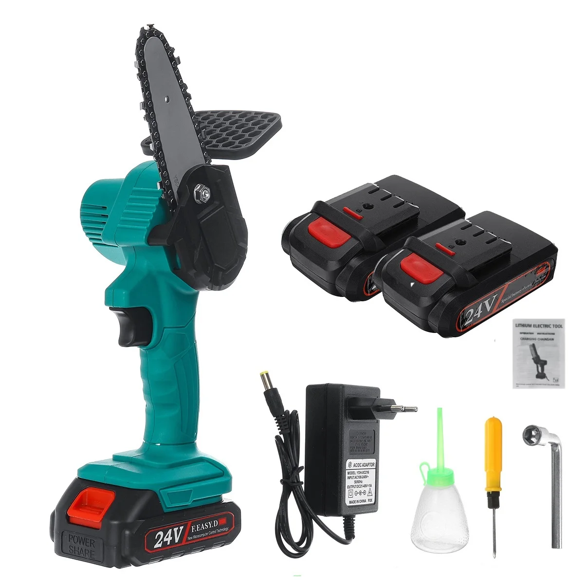 

24V 4 inch Electric Chain Saw Pruning One-handed Garden Power Tool Electric Saws Woodworking Tool with 1500mAh Lithium Battery