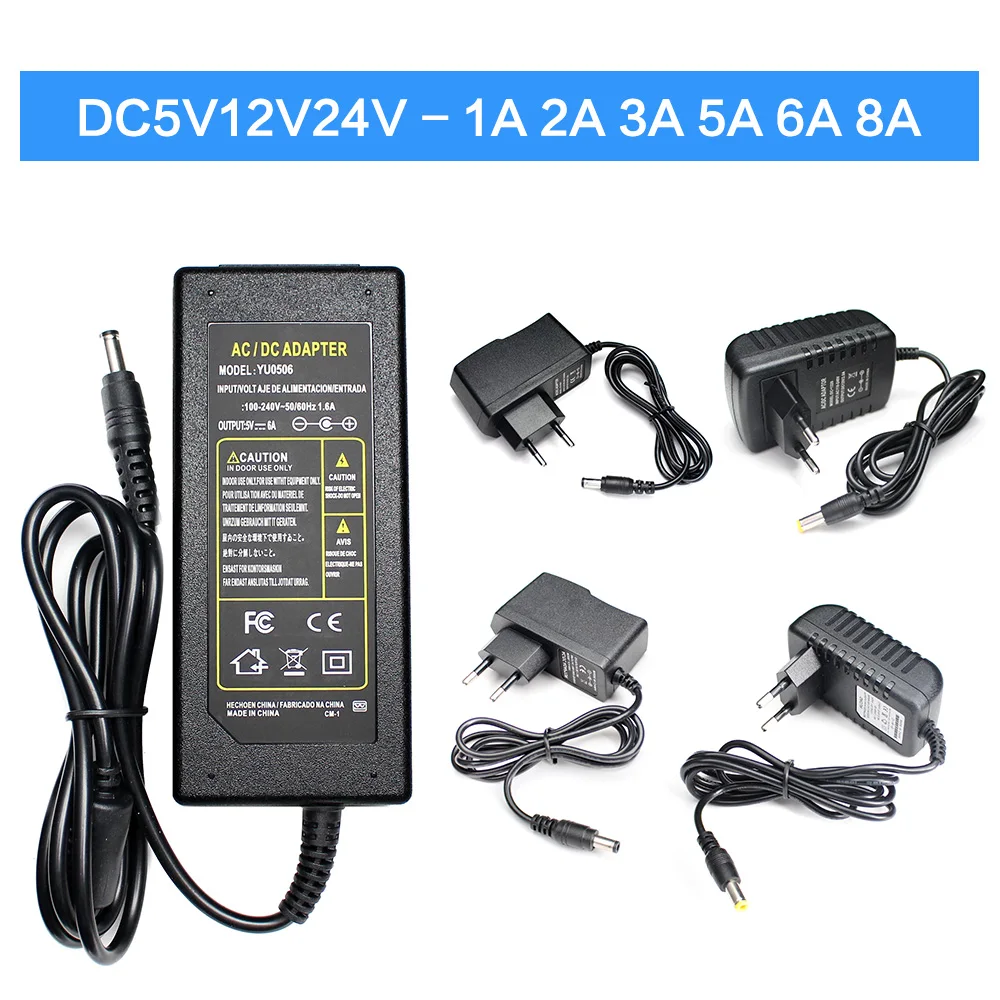 AC DC 5V 12V 24 V адаптер питания 1A 2A 3A 5A 6A 8A 220V до 5 12 Вольт импульсные силовые
