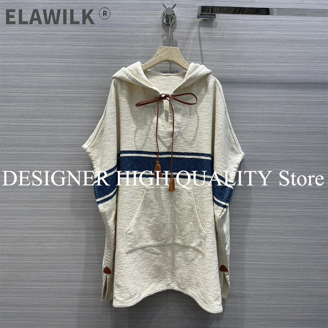 

Женское пончо в стиле ретро, свободное голубое лоскутное пальто-накидка без рукавов, с капюшоном, на шнуровке, с бахромой, в стиле оверсайз