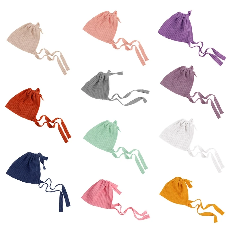 

Детская вязаная шапка со шнуровкой вязаные шапочки ручной работы шапка для новорожденных реквизит для фотографирования шляпа для новорожд...