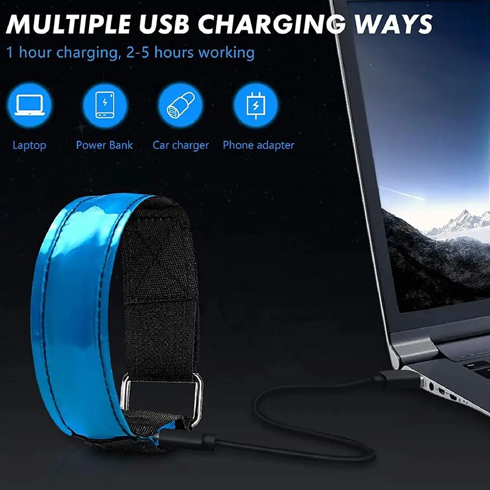 

USB Charging LED Luminous Night Running Armband Bracelet Night Reflective Safety Belt Outdoor Sports Luminous Arm Band