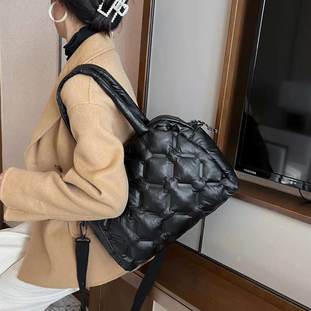 

Luxury Designer Women Down Bag Space Padded Handbag Shoulder Bag Winter Female Solid Color High Quality Quilted Crossbody Bag