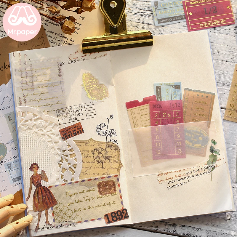 Mr.paper 4 шт./упак. Золотая штамповка винтажный Ретро штамп дорожные растительные