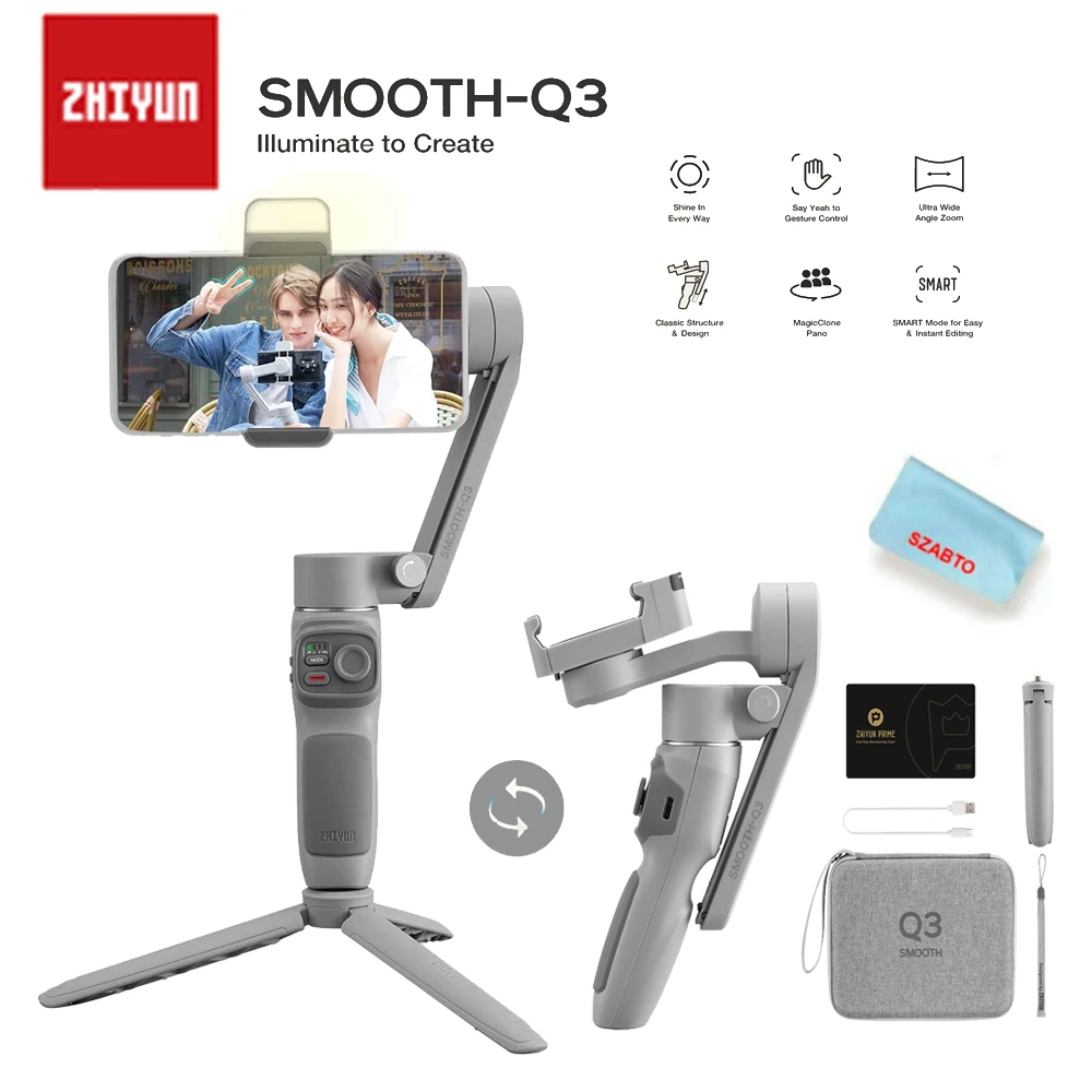 

ZHIYUN Official SMOOTH Q3 Smartphones Gimbal 3-Axis Cellphone Handheld Stabilizer Video Record Selfie Stick for iPhone Xiaomi