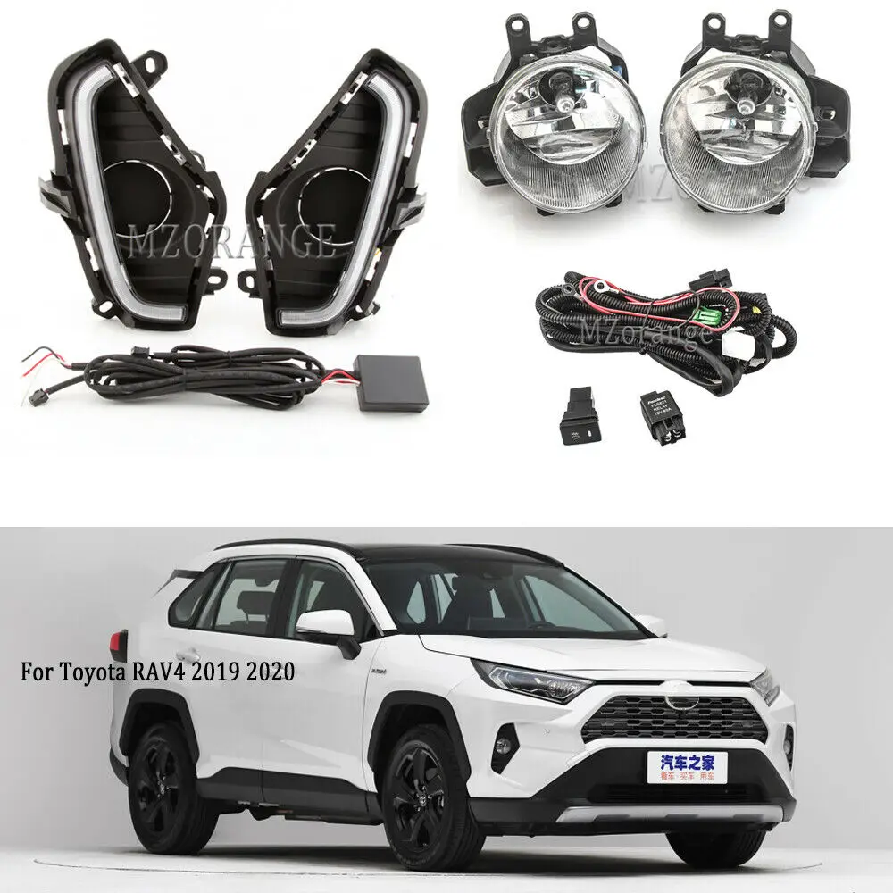 Светодиодный дневные ходовые огни для Toyota RAV4 2019 2020 DRL Противотуманные светильник