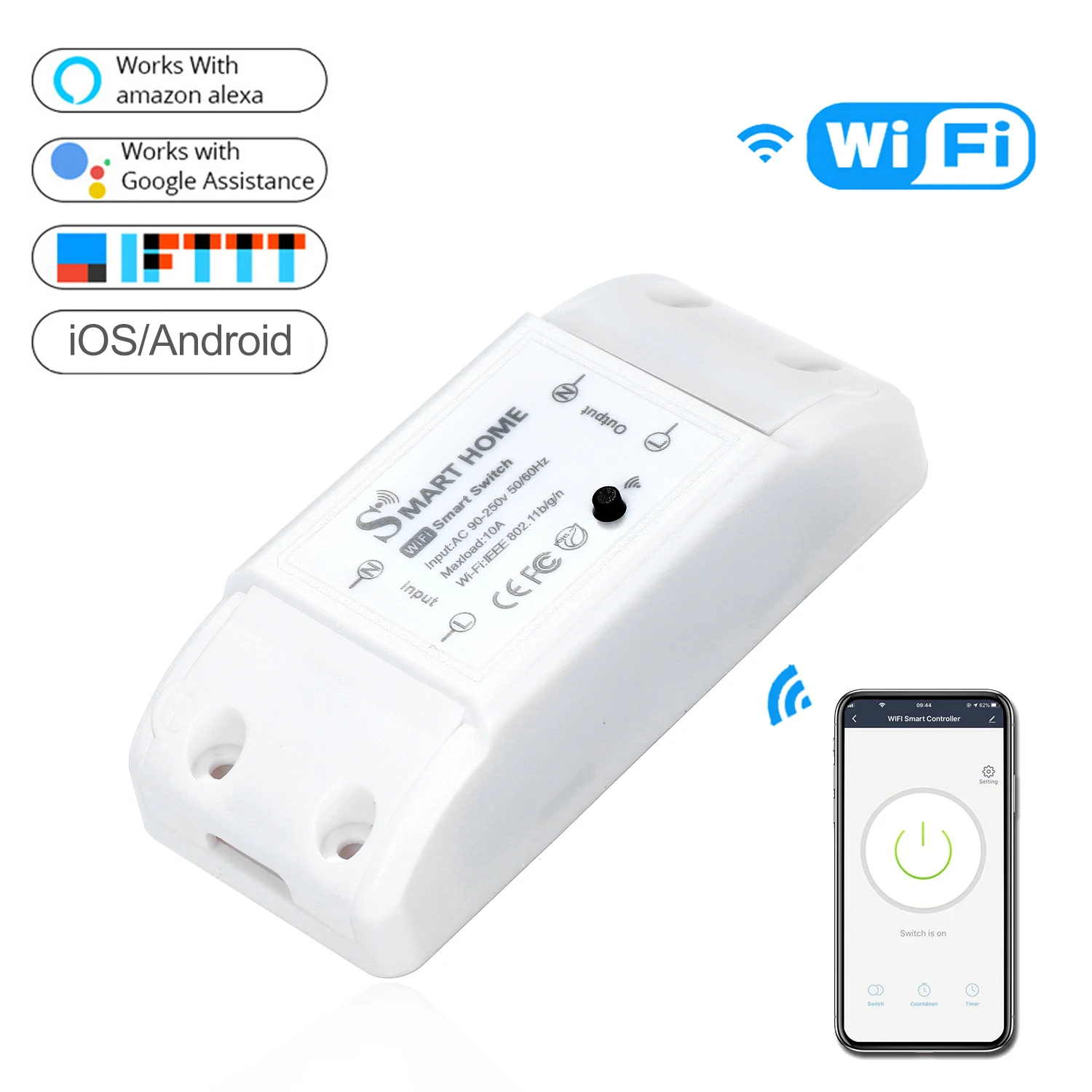 Базовый смарт пульт дистанционного управления Wifi переключатель совместим с Alexa