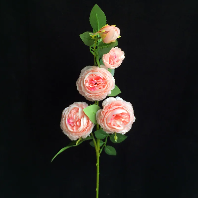 Одна шелковая чайная роза ветка имитация 5 головок Длинные пионы и камелии стебли