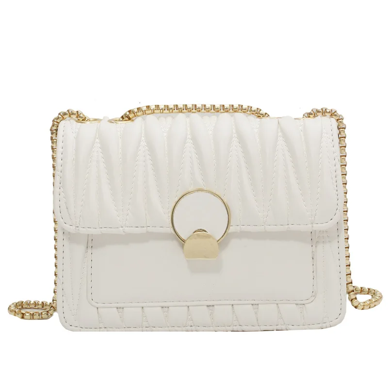 

Luxury Leather Casual Bag on The New 2021 Fashion Lady Shoulder Bag Simple Chain Small Square Bag Clamshell Messenger Female Bag