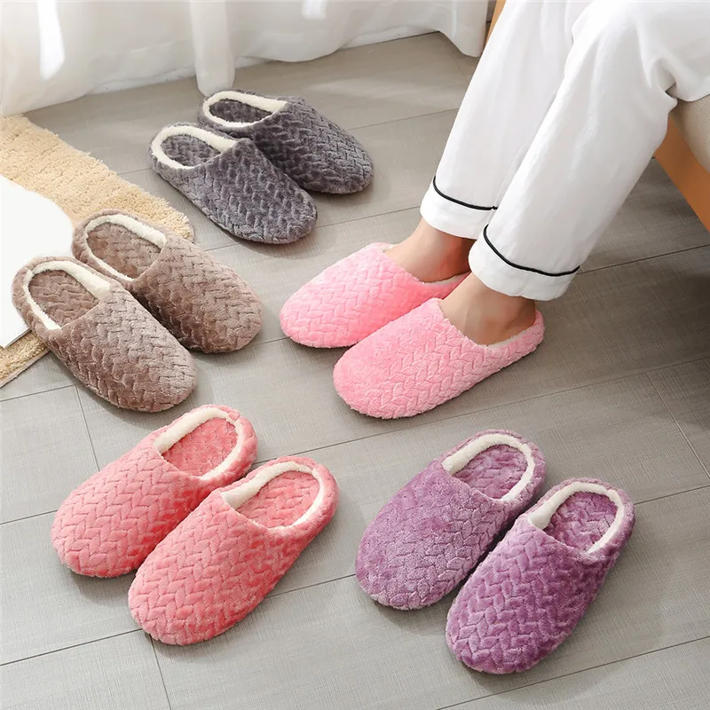

Women Indoor Slippers Warm Plush Lovers Home Slipper Anti Slip Autumn Winter Shoes Woman House Floor Soft Slient Slides