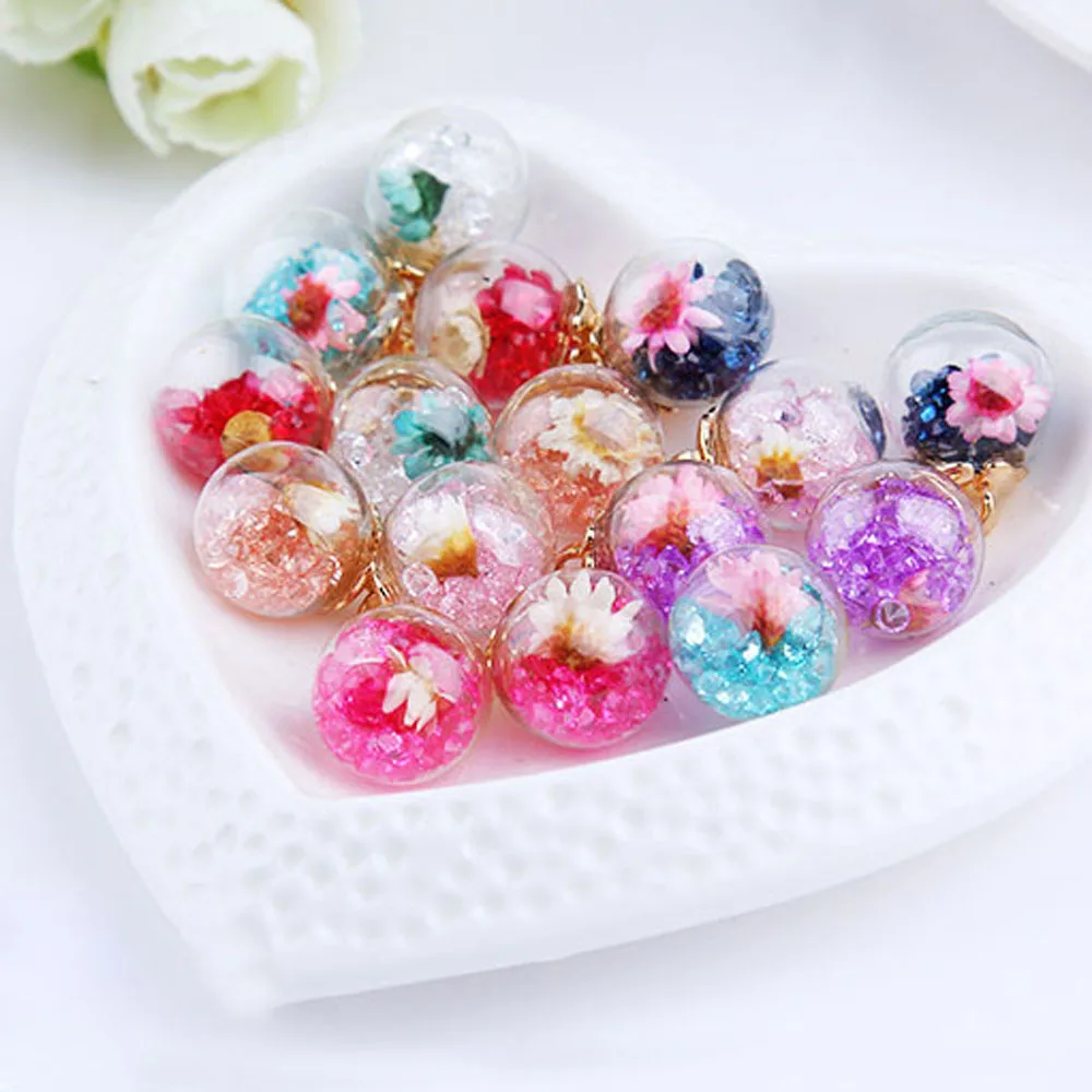 10 шт. прозрачные круглые стеклянные бусины с сухим цветком | Украшения и