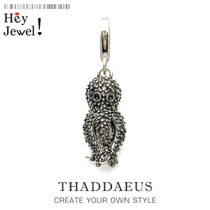 Женский и мужской браслет из серебра 2020 пробы, с подвеской-осьминогом