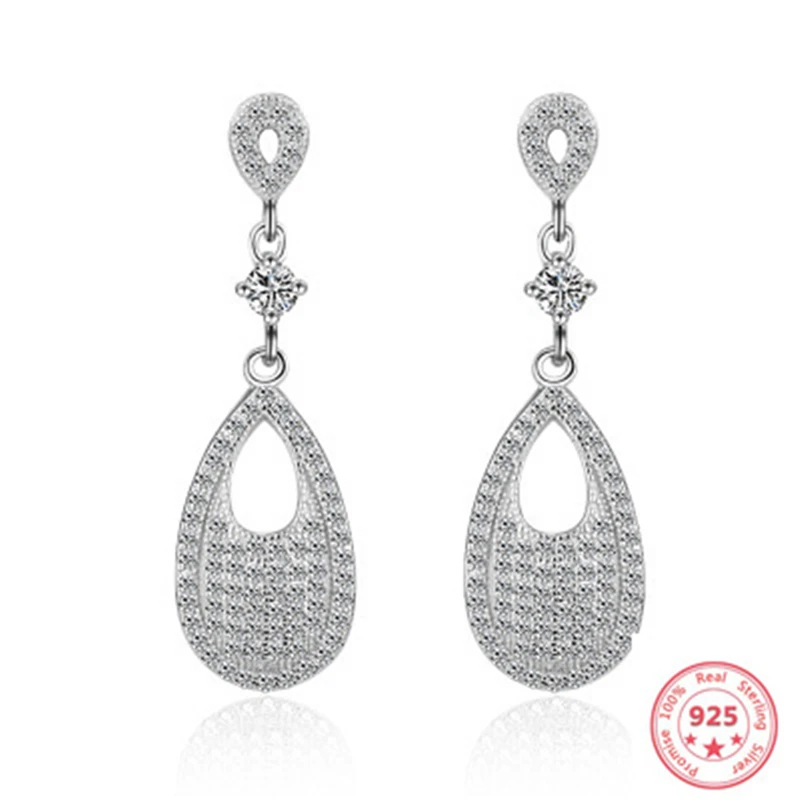 300% Настоящее Серебро S925 пробы серьги для женщин Роскошные свадебные Bizuteria