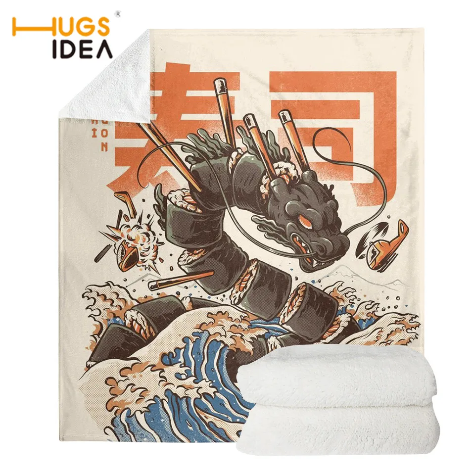 

HUGSIDEA Creative Foot Dragon Deisgn Blankets New Style Fleece Throw Blankets Home Deocrtion for Sofa Bed Japanese Style Blanket
