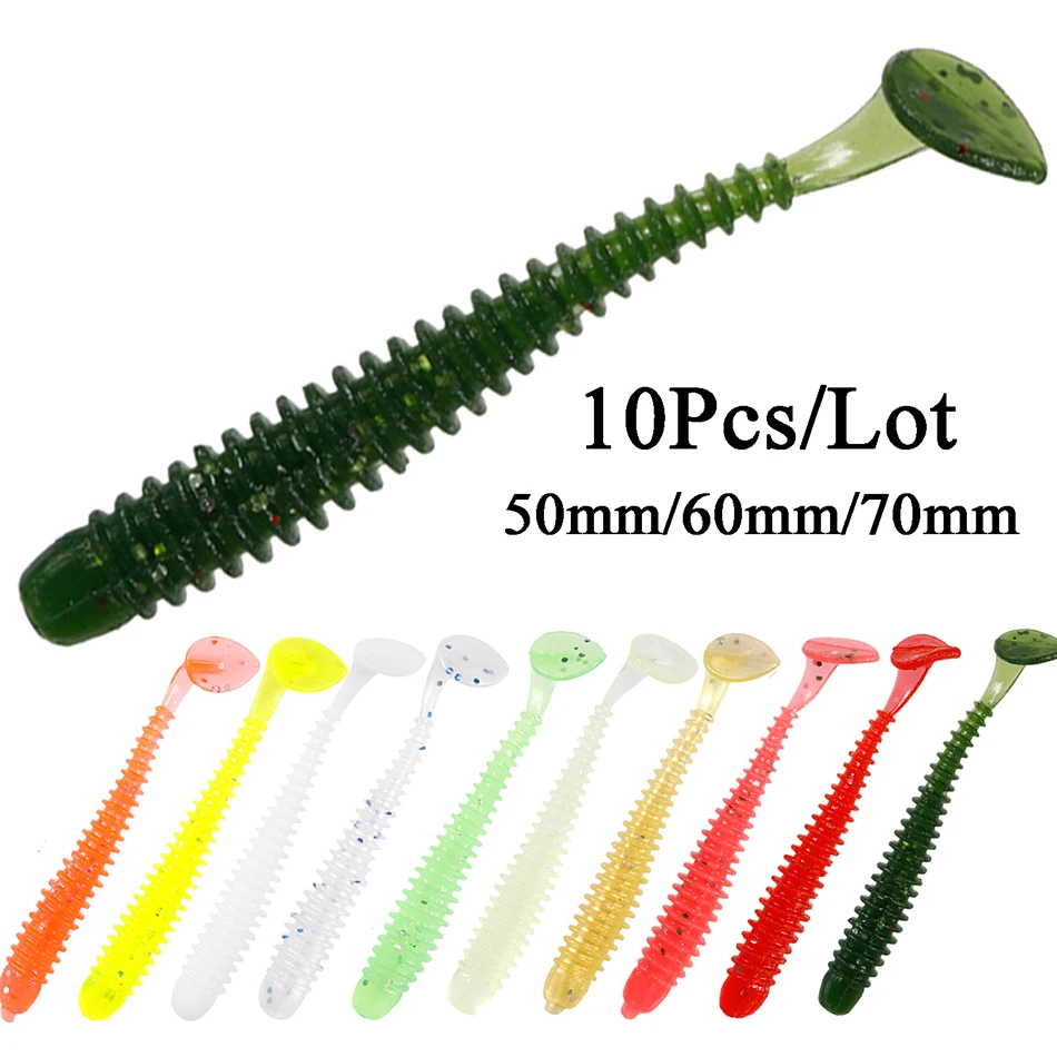 

10pcs/Lot Soft Fishing Lure Silicone Wobblers Bait 50/60/70MM Artificial Softbait Lures Fish Goods Tackle For Trout Catfish