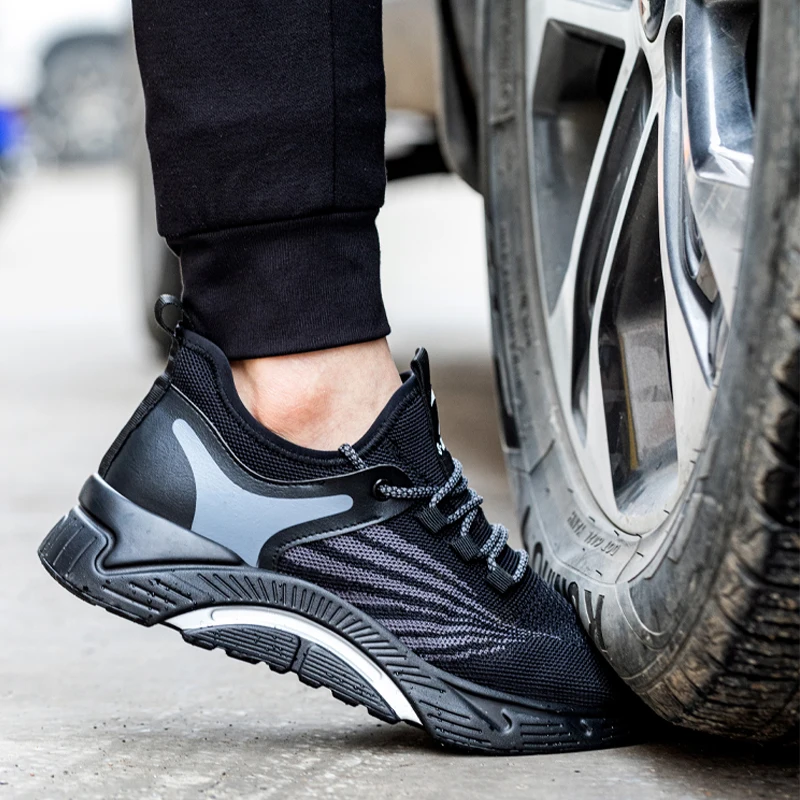 

Fashion Work Safety Shoes Men Work Sneakers Indestructible Steel Toe Shoes Work Boots Breathable Security Protective Shoes Male