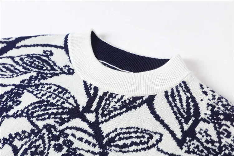 Женский жаккардовый свитер винтажный пуловер с круглым вырезом и изображением