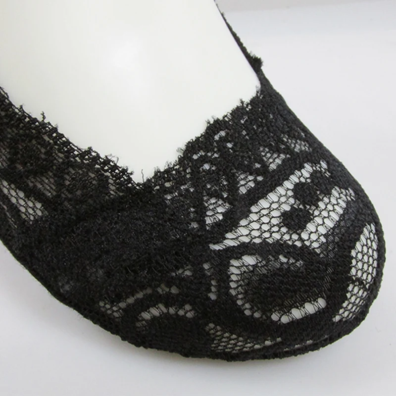 Носки следки женские кружевные силикагелевые Нескользящие 3 пары лето с