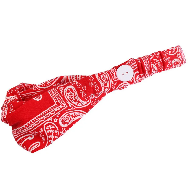 

Wide Brim Button Anti Slip Women Headband Sweat Button-style Hair Band Cashew Flower Print Women Headband Yoga Sports Headband