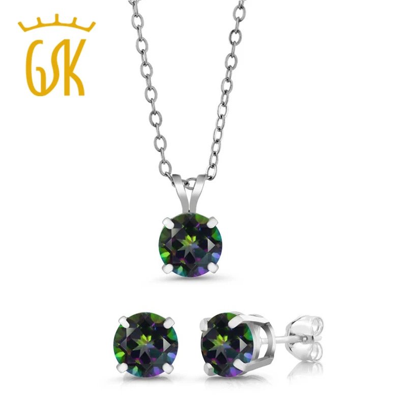 3 00 Ct круглые 6 мм Зеленый Мистик Топаз 925 пробы серебряные серьги-гвоздики с