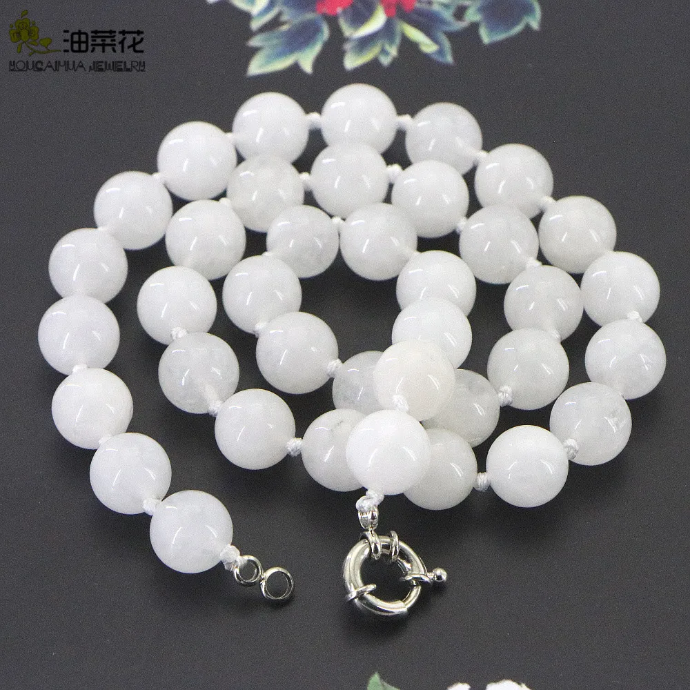 Очаровательное Элегантное ожерелье 10 мм из натурального камня нефритовые