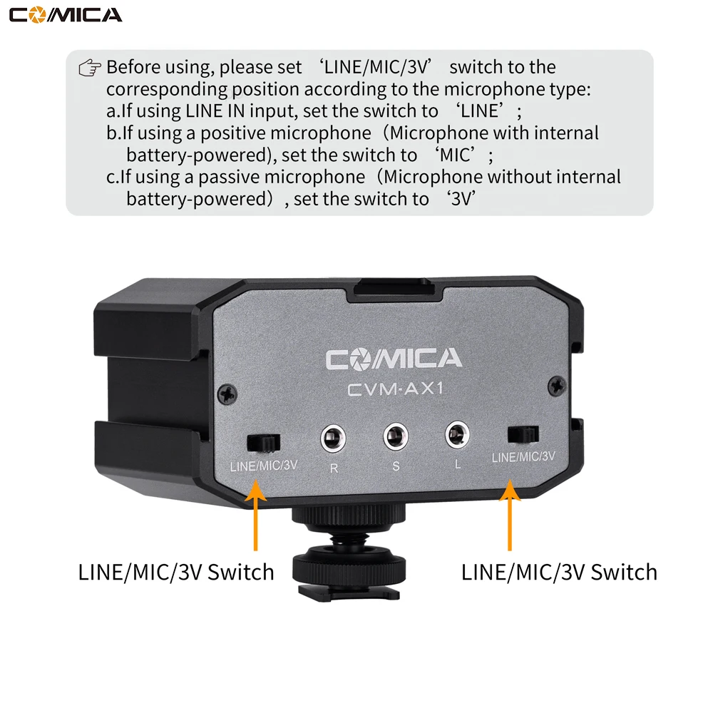 Comica CVM AX1 Audio адаптер смесителя Универсальный двухканальный усилитель микрофона