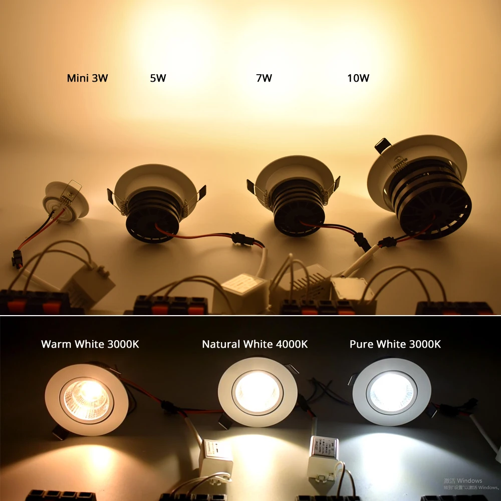 Lámpara empotrada regulable para el hogar, foco led cob de 3w, 5w, 7w, 10w, 110v y 220v, gran oferta