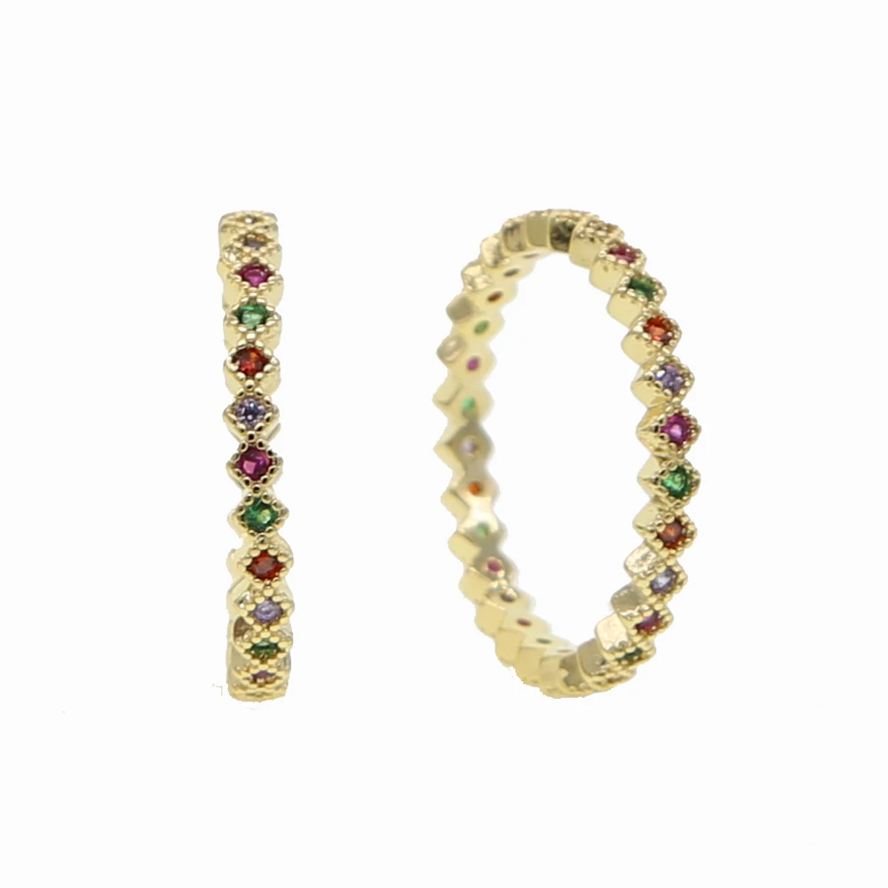 2020 hot fashion gold color simple cz band ring Midi Minimal paved mix colord delicate Top quality cute elegant girls jewelry | Украшения и