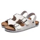 Шлепанцы мужские, летние, пробковые, пляжные, Корейская версия, кожаные сандалии-шлепанцы