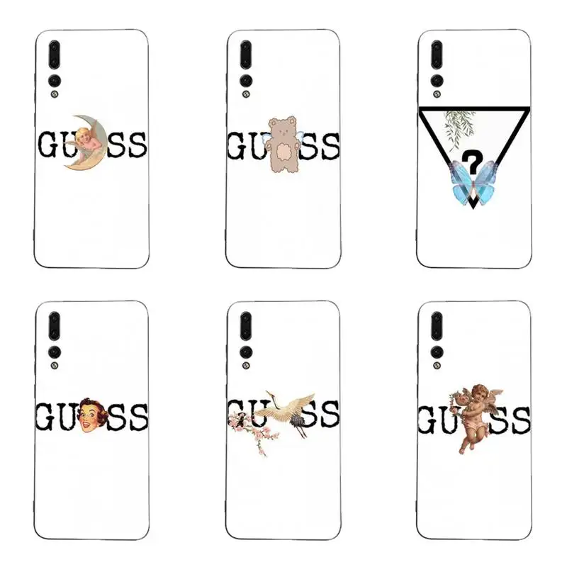 

Question Mark Guess Phone Case For Huawei G7 G8 P7 P8 P9 P10 P20 P30 Lite Mini Pro P Smart Plus Black Soft TPU Cove Fundas