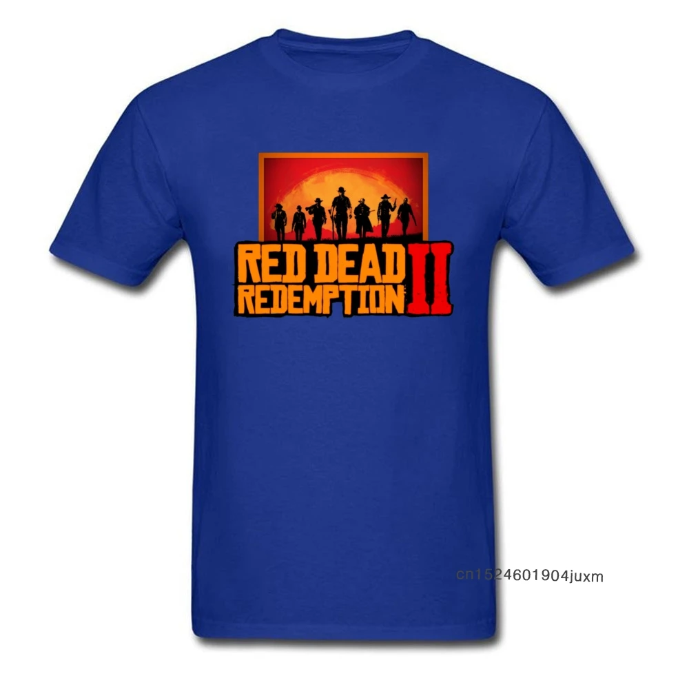 

2019 Men T Shirt Game Tshirt Blue Tops Red Dead Redemption 2 T-shirt 100% Cotton Tees Custom Male Team Clothing Fallout War