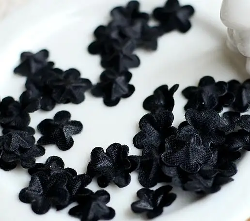 black 1.2cm 100 шт/1 упаковка, атласная, 3D, прессованная, Zou, лепесток, цветок, кусок, атласная мини-лента, аксессуары для цветов RS1279 - Цвет: black 1.2cm