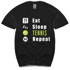 Дизайнерская мужская футболка с надписью Humor Eat sleep tennis repeat, летняя мужская футболка с рисунком, летняя модная мужская футболка, хлопковые подарки для мальчиков