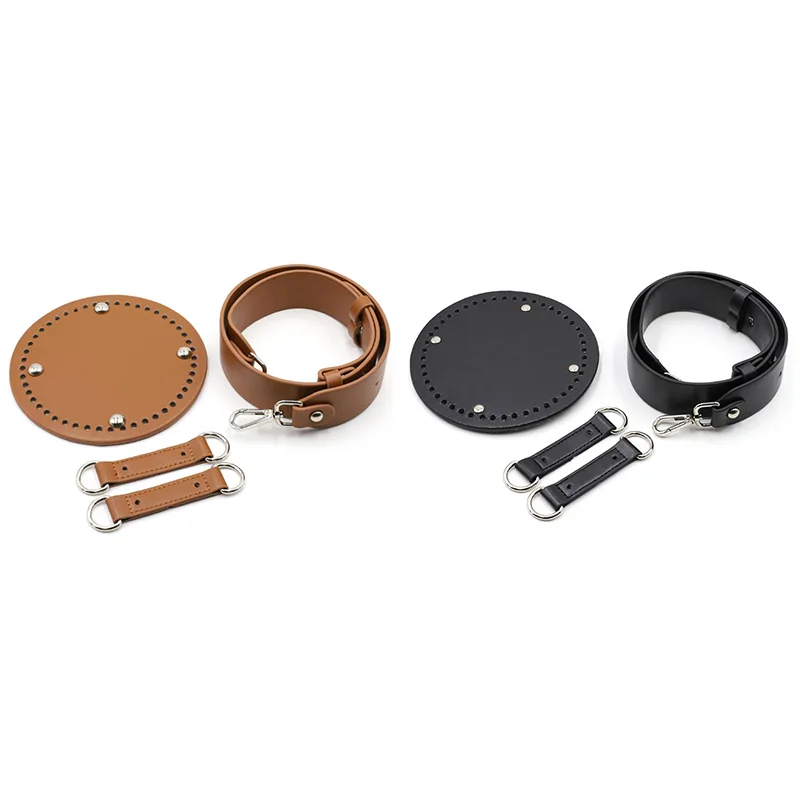 

ASDS-Leather Bag Bottom Wide Shoulder Strap Woven Bag Set Handmade Accessories for DIY Bag Backpack Woven Bucket Bag