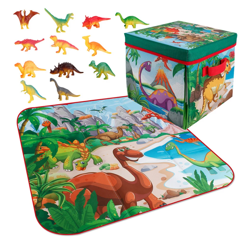 

Игрушки-Динозавры с игровым ковриком, 7 шт., детский игровой набор, игрушка-динозавр, фигурка, игровой коврик для активного отдыха и игр с дер...