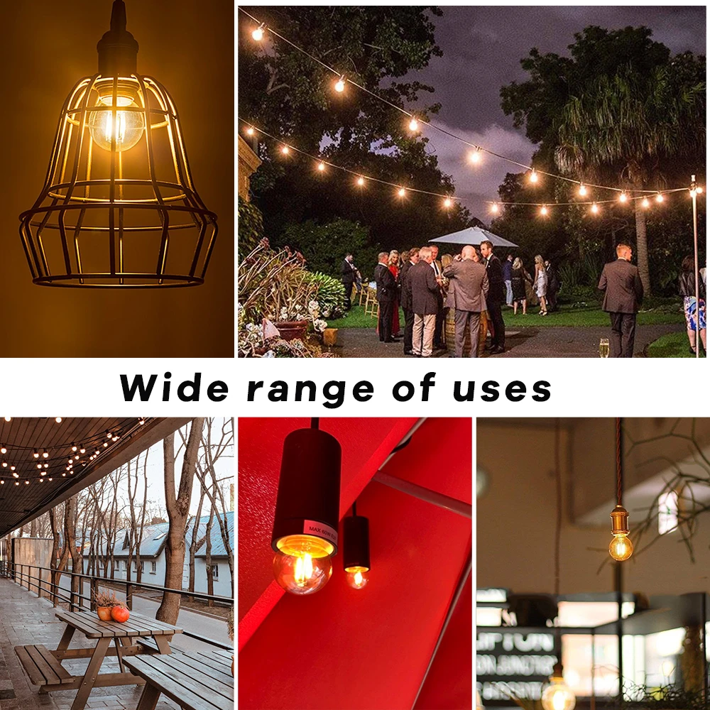 

G40 Gold Dimmable Retro Edison Bulb LED Filament Bulb 220V 1W E27 String Lamp Amber Glass Warm White 2200K for Home Bar Shop