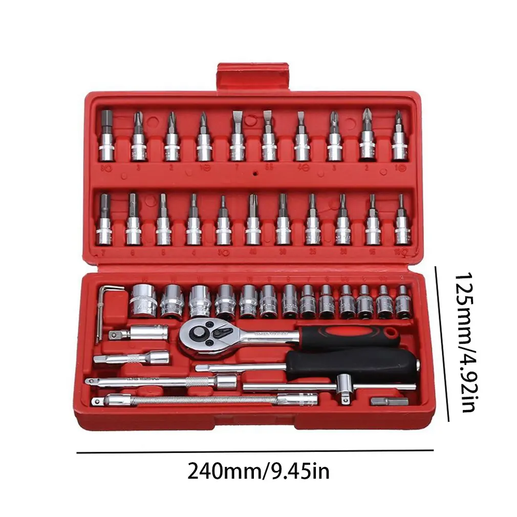 Car Repair Tool Socket Set Hardware Tool Kit For Car Auto Repairing Tool Torque Ratchet Wrench Set 46Pcs