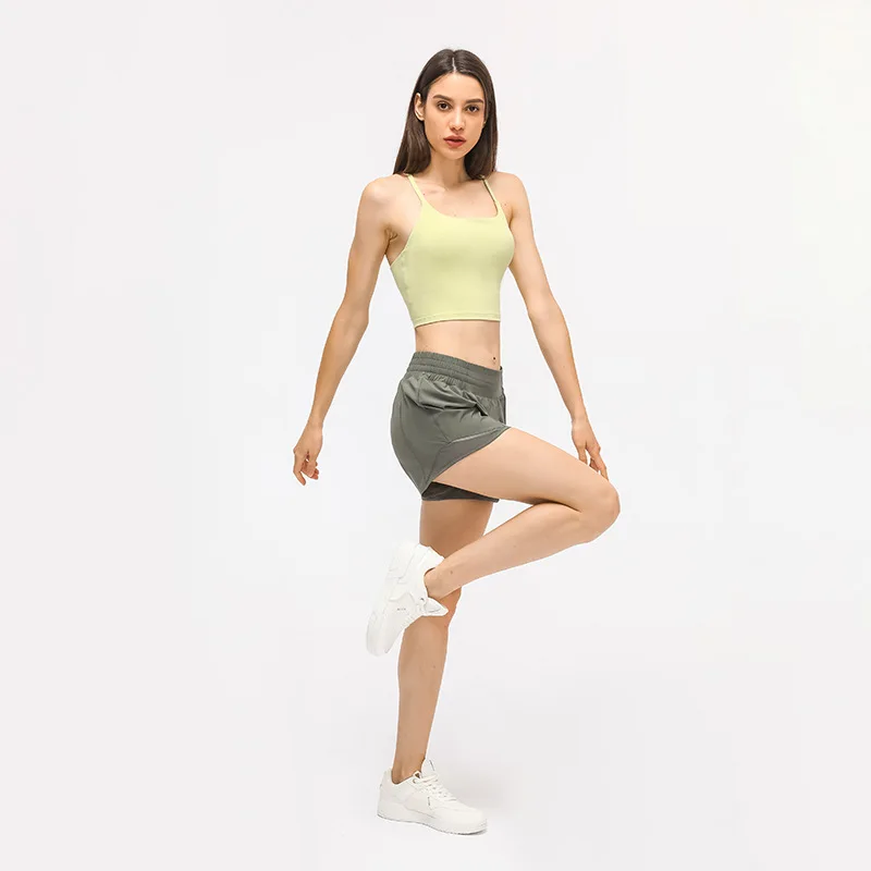New Lulu Women's Shorts Sexy Fashion High Waist Summer Workout Cycling Yoga Lingerie Gym Legging Elastic Waist Scasual Clothes