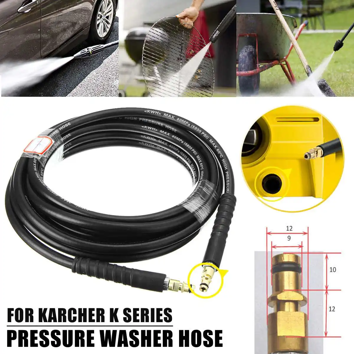 

15 Meters High Pressure Washer Hose Pipe Cord Car Washer Water Cleaning Extension Hose for Karcher K Series K2 K3 K4 K5 K7