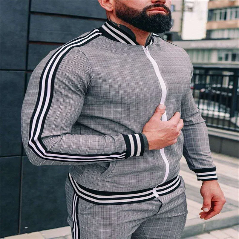 

High quality men's casual zipper suit autumn men's suit sportswear suit men's sweatshirt sweatpants multi-pocket fashion high st