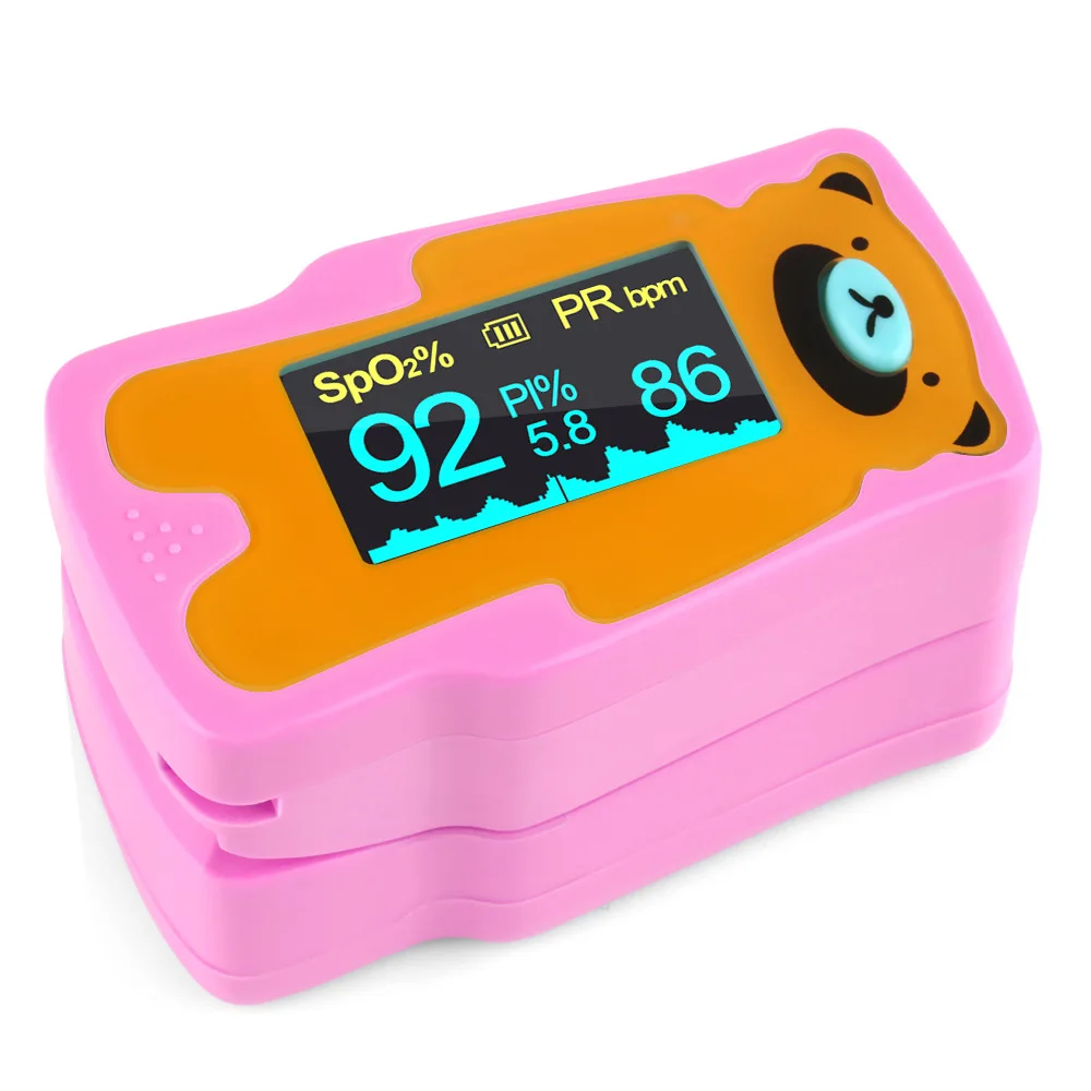 Пульсоксиметр Пальчиковый детский двухцветный OLED дисплей насыщение крови