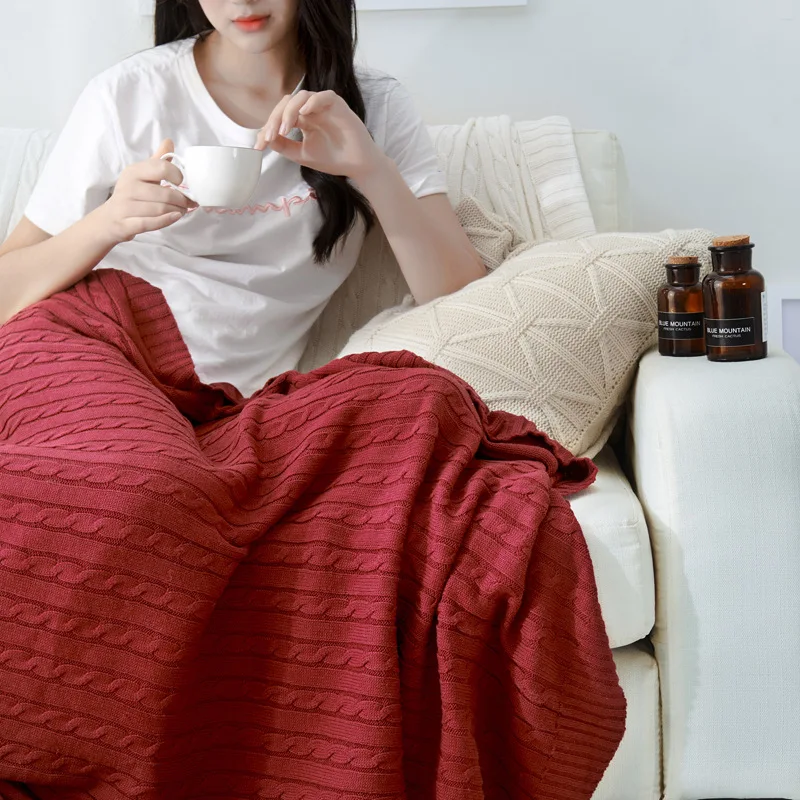 Хлопок вафельный диван-кровать кружевное полотенце одеяло для путешествий офиса