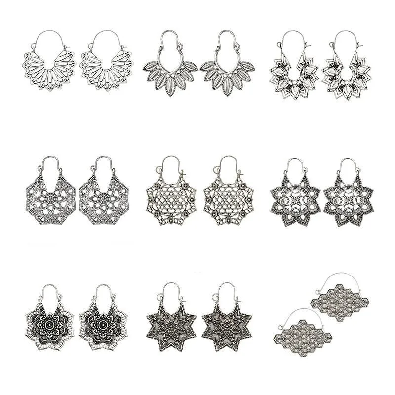 8 сезонов Модные женские висячие серьги богемные винтажные Полые Цветы соты